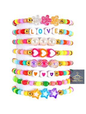 Handmade Friendship Bracelet Set for Women - 8-Pack Stretch Stacking Beaded